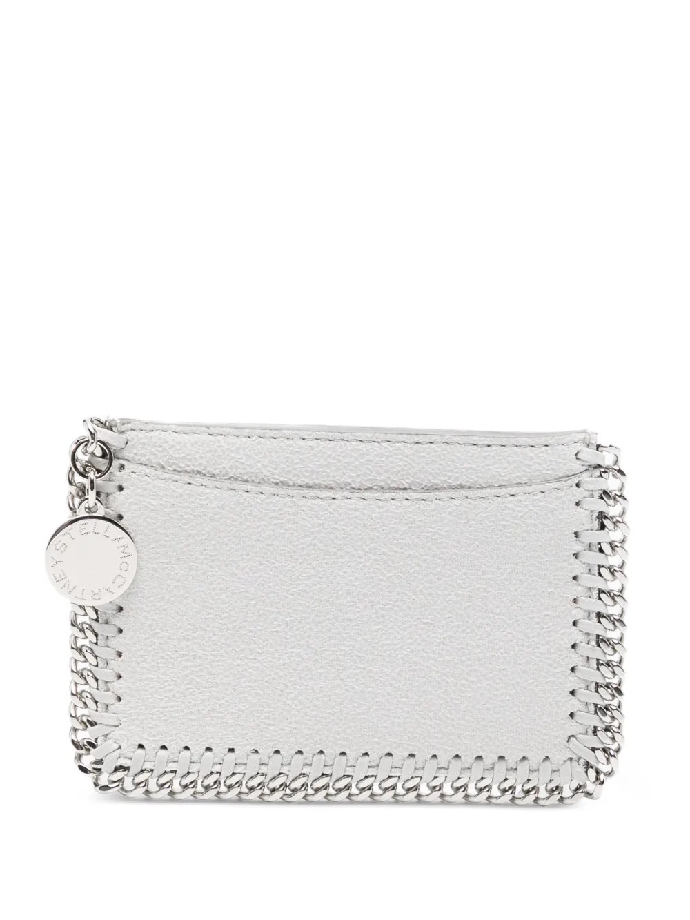 Stella McCartney White Card Holder with Silver Chain Trim